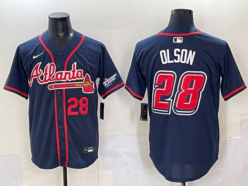 Men Atlanta Braves 28 Olson blue Nike 2025 MLB Jersey style 001